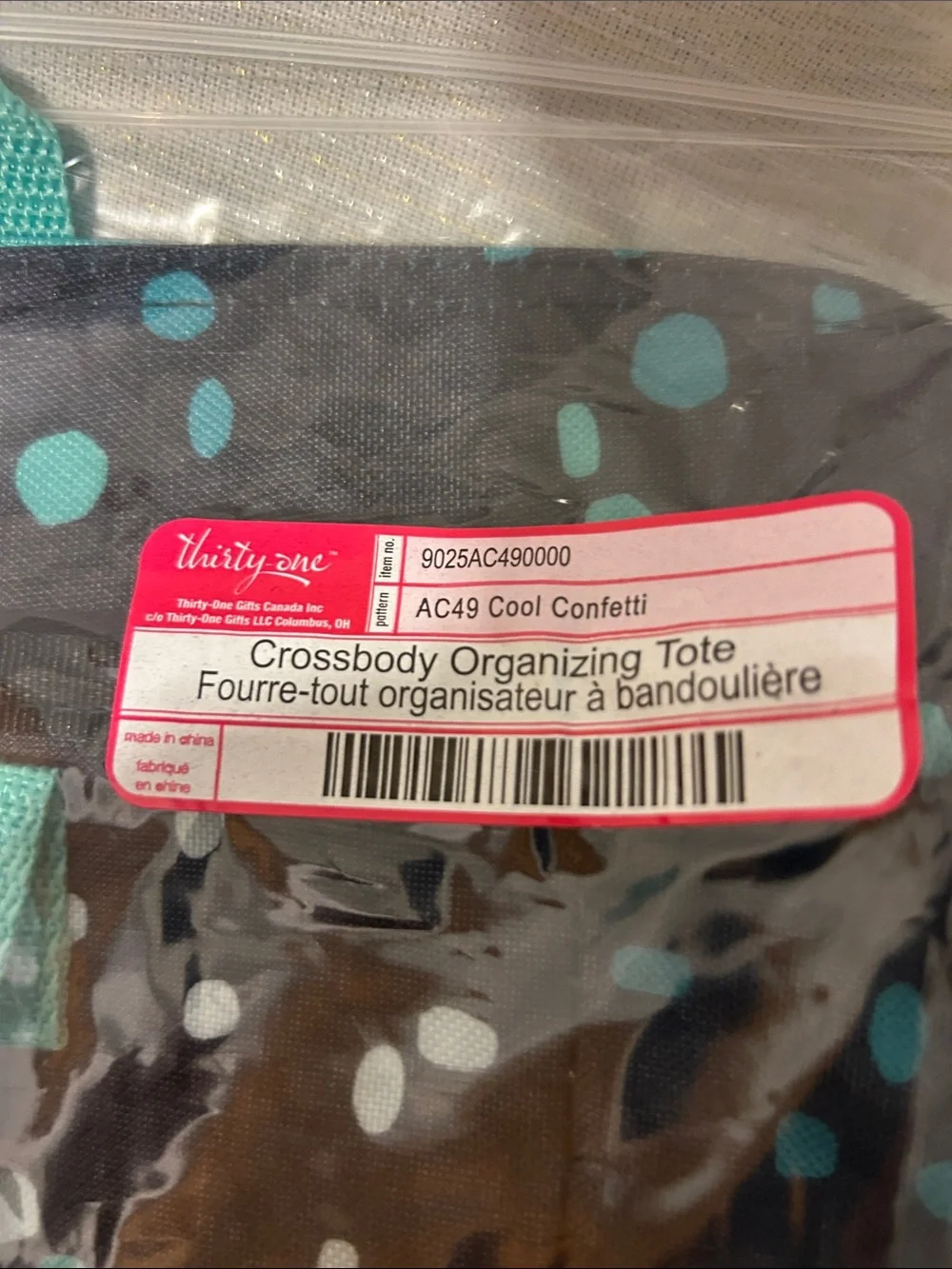 Thirty-One Crossbody Organizing Tote Cool Confetti NEW